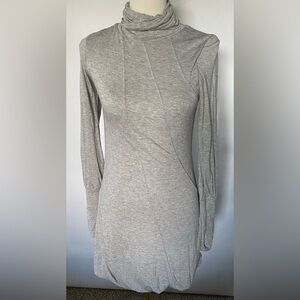 NEW w/TAGS DIESEL Turtleneck Bodycon Gray Visible Seams Balloon Bottom Dress XS